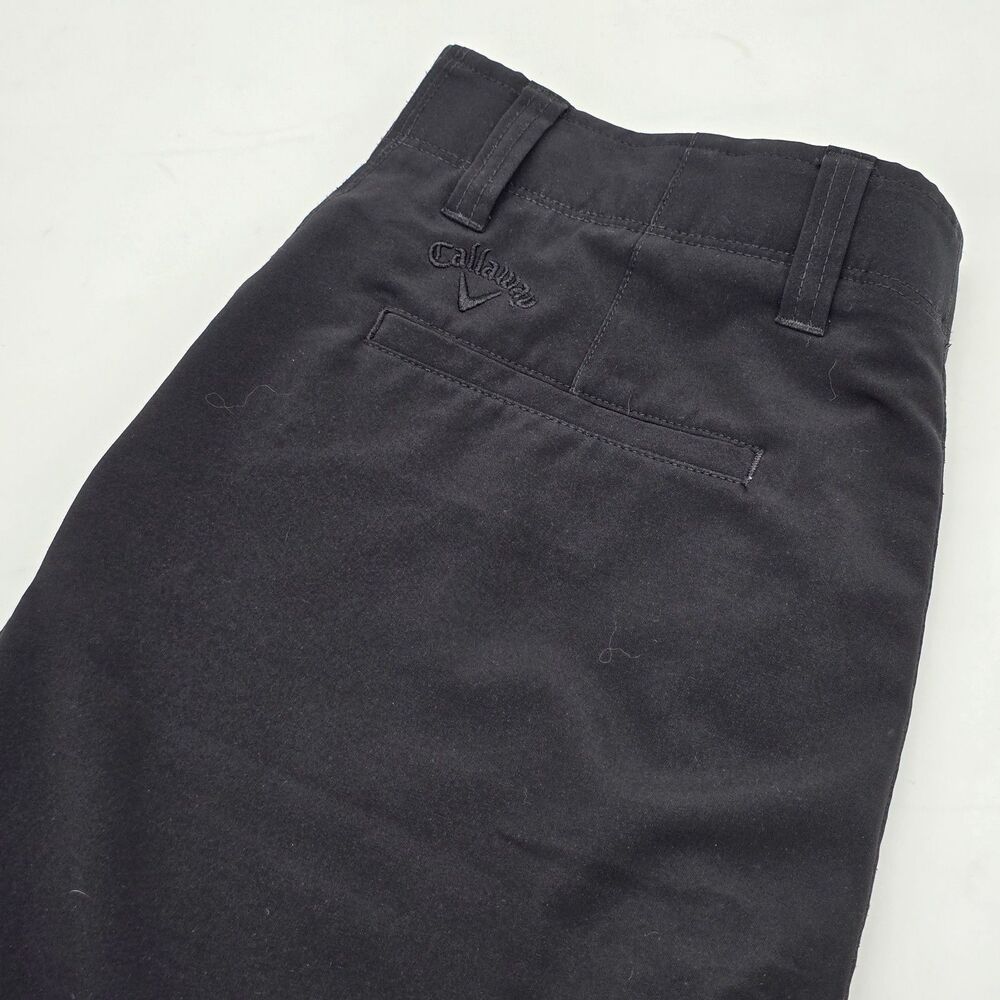 Callaway Golf Shorts Men's 32 Soild Black Flat Front Stretch Waist 10" Inseam